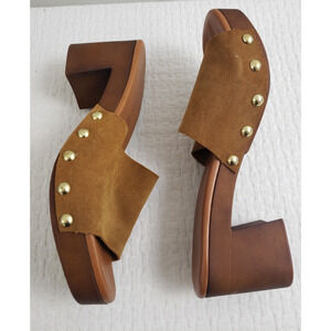 Y2K Christian Di Riccio Chunky Womens Shoes Size 8 Studded Leather Sandals Boho